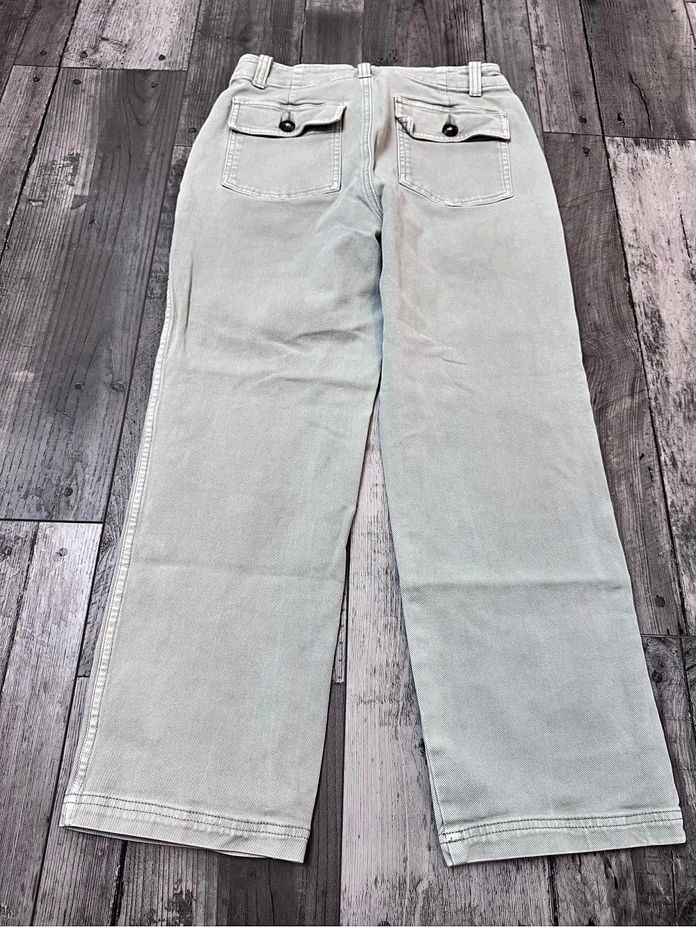 FAHERTY Women's Washed Sea Blue Green Utility Pants Minimalist Quiet Luxury 27 - Picture 2 of 9